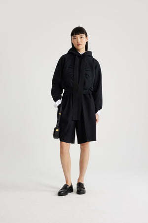 Longline shorts in sustainable wool blend