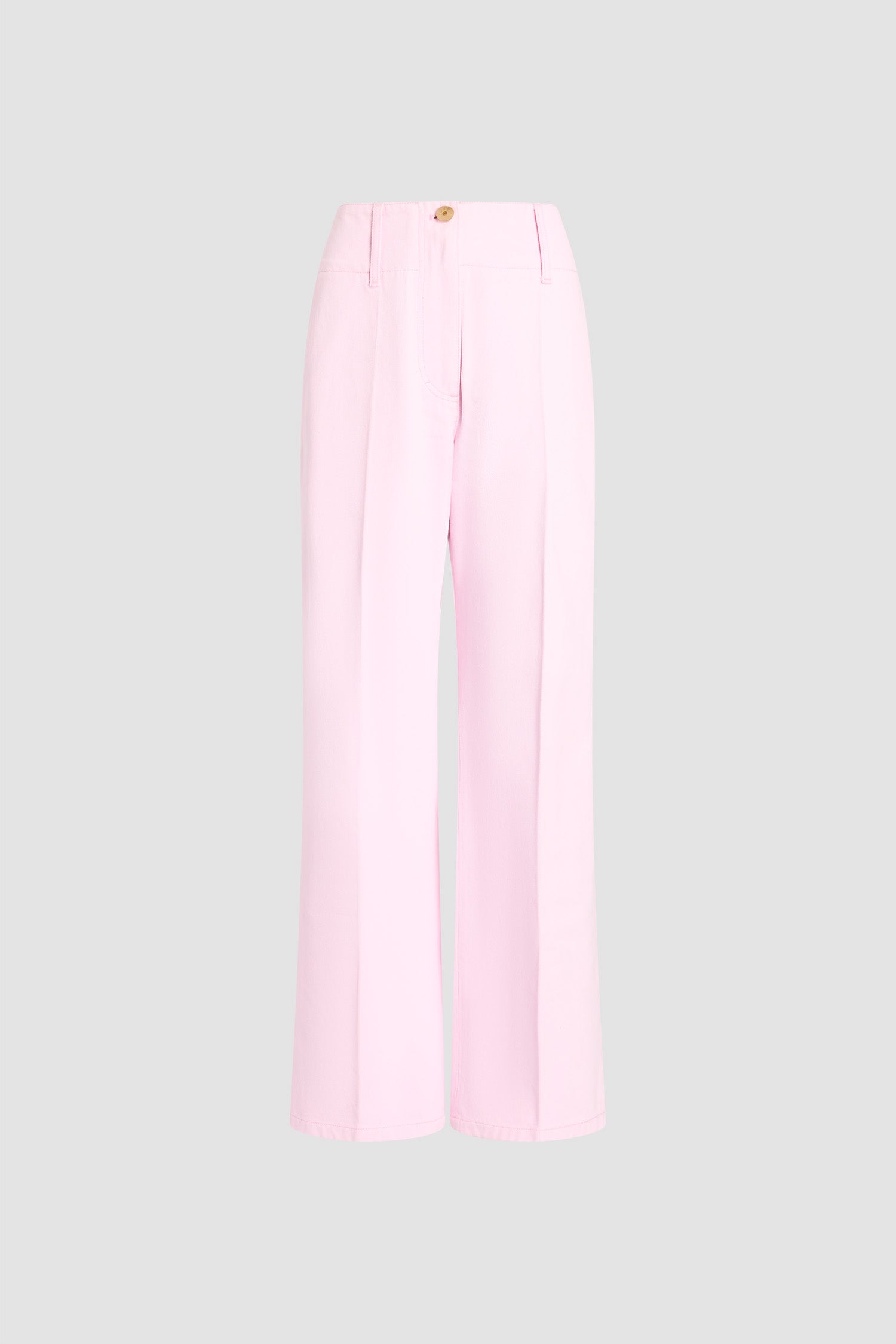 Patou - Weite Denimhose aus Bio-Baumwolle - Pink Sunset - Rosafarbene weite Denimhose aus Bio-Baumwolle. Breiter Bund. Gerades Bein. Patou-Stickerei am hinteren Bund.
