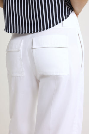 Wide waistband trousers in organic cotton gabardine