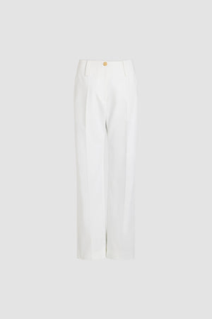 Wide waistband trousers in organic cotton gabardine
