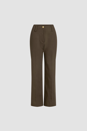 Hose mit breiter Taille aus Bio-Baumwollgabardine