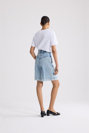 Cotton Blend Denim Bermuda Shorts