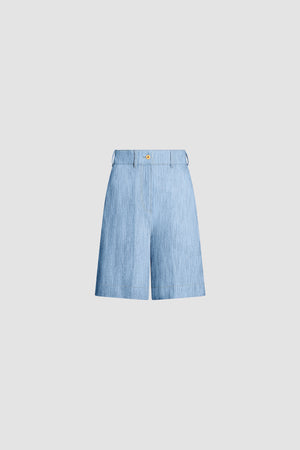 Cotton Blend Denim Bermuda Shorts