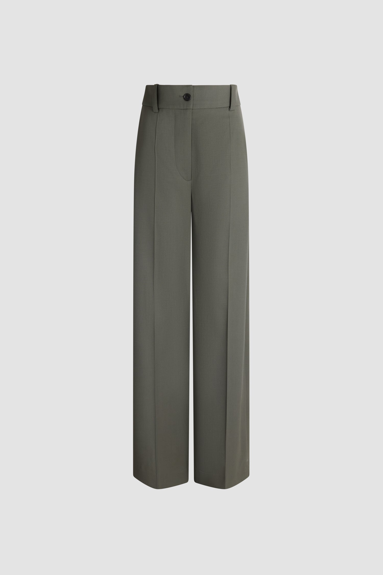 Patou - Gerade Hose aus verantwortungsvoll gewonnener Wolle - Ivy Green - Grüne Hose aus verantwortungsvoll gewonnener Wolle. Gerader Schnitt. Hoher Bund. Bügelfalte am Bein.