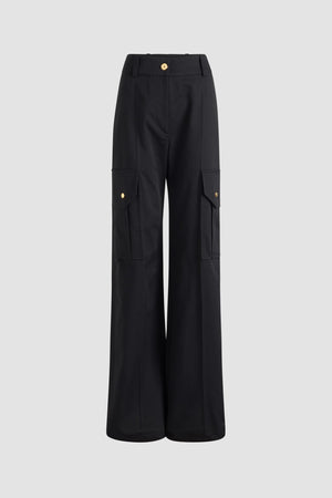 Pantalone cargo svasato in gabardine di cotone bio