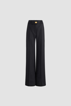 Pantalone sartoriale svasato con lucchetto in lana