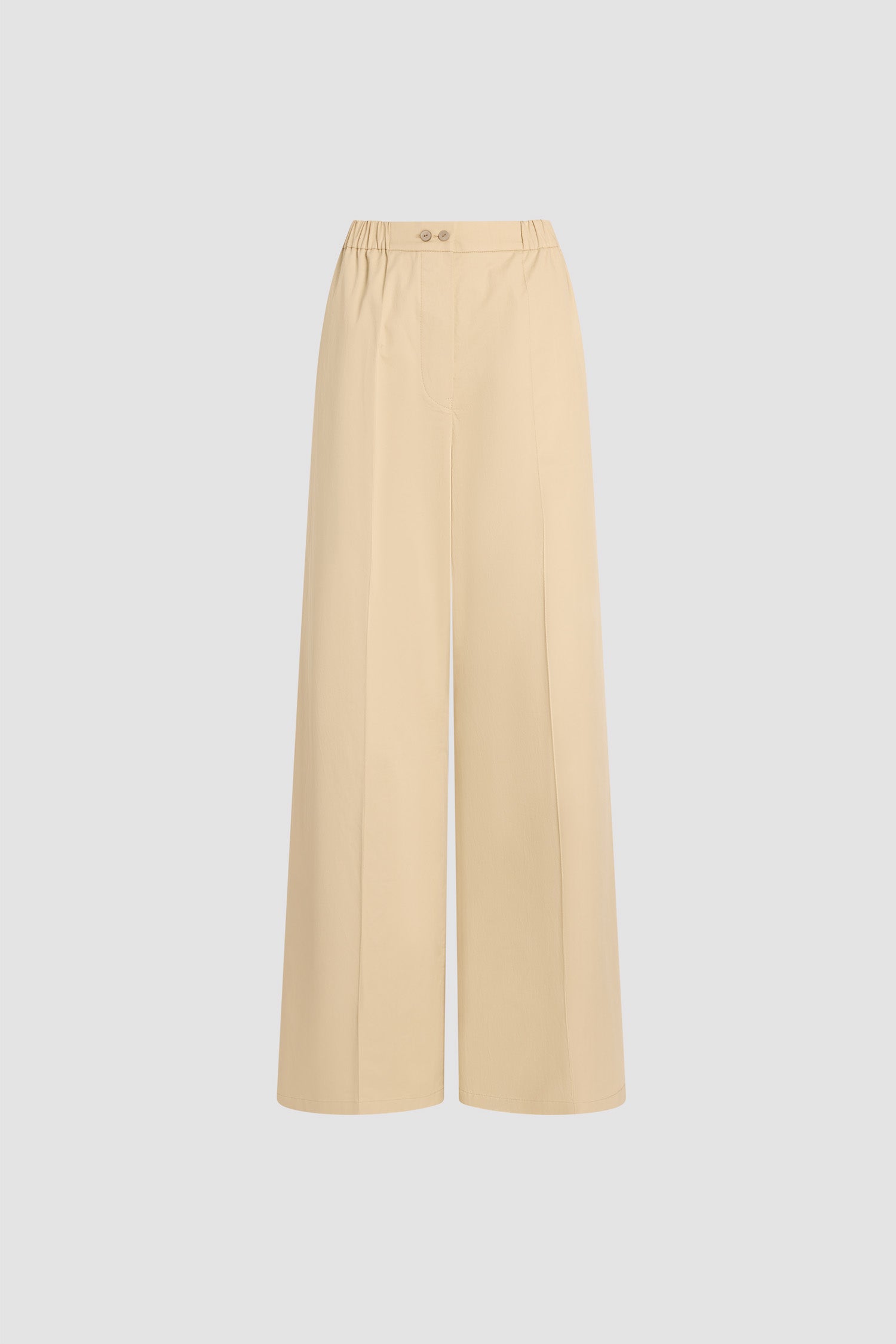 Patou - Organic Cotton Elasticated Waist Trousers - Safari Sand - Organic cotton elasticated waist trousers in sand color. Elasticated waist. Wide leg.