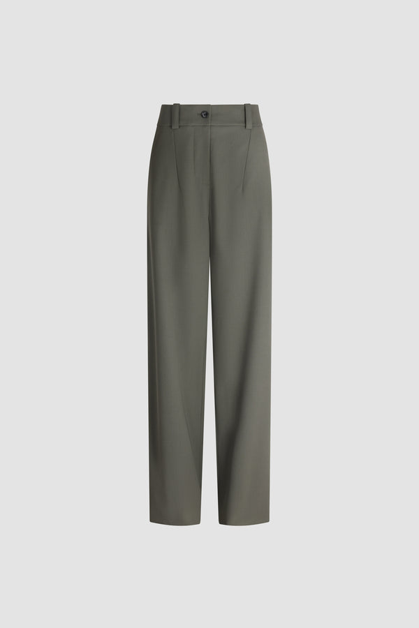 Patou - Boyfriend-Hose aus verantwortungsvoll gewonnener Wolle - Ivy Green - Grüne Hose aus verantwortungsvoll gewonnener Wolle. Boyfriend-Schnitt. Hoher Bund.