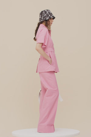 Long tailored trousers in organic cotton and wool
