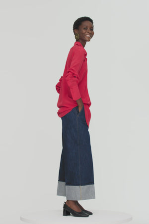 Iconic draped silk blouse