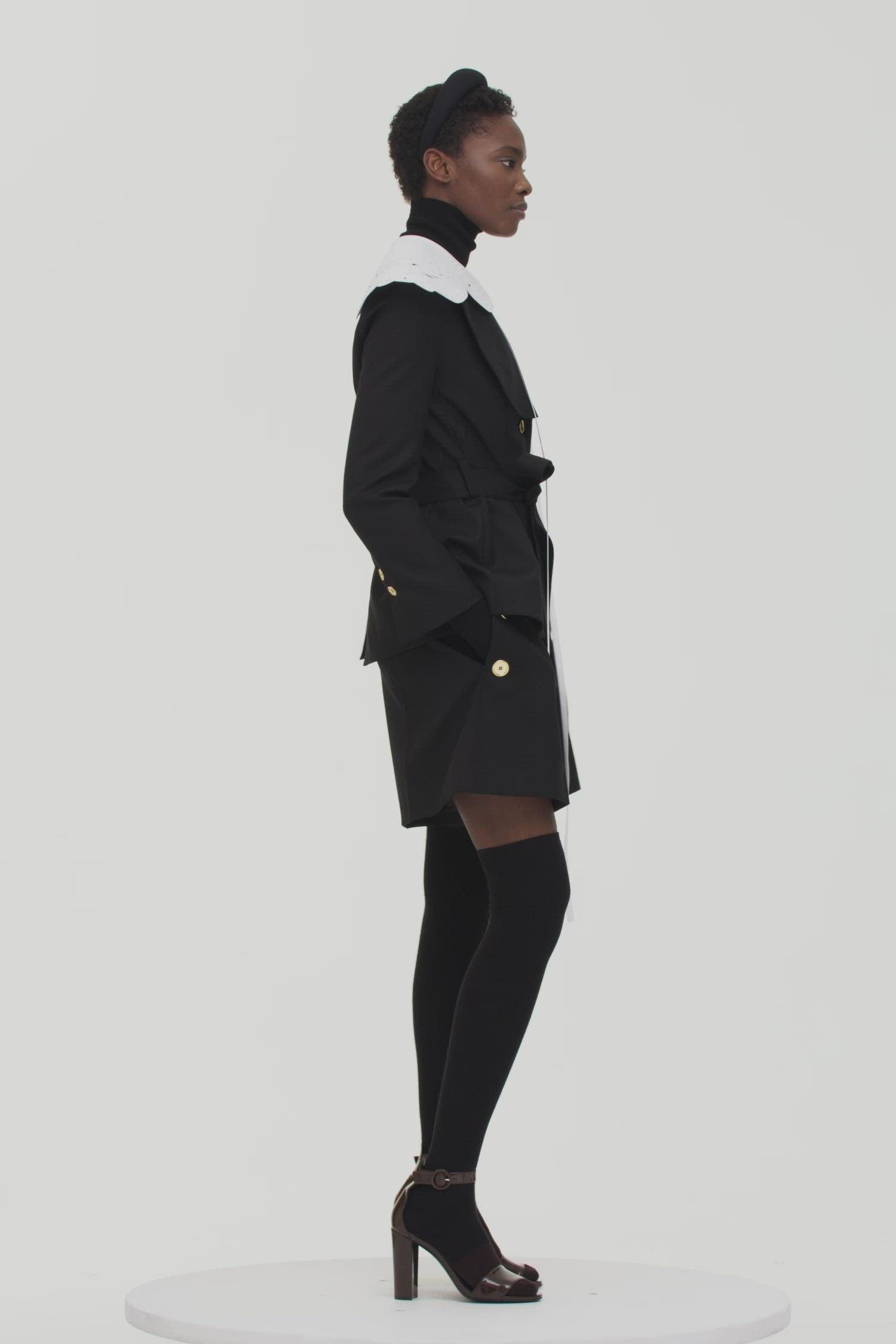 Patou - Padded headband in organic tweed - Black - A fetching tweed crown fit for modern-day royalty.Black cotton and wool blend tweed headband. Thick padded style. Gold-coloured JP logo. Grosgrain-lined underside with embroidered Patou label.