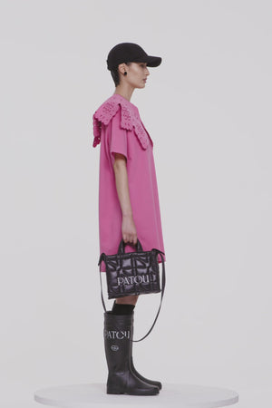 Detachable collar t-shirt dress in organic cotton