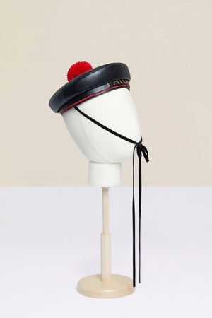 Faux leather sailor hat