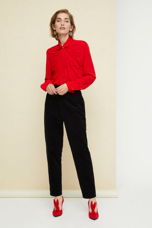 Peter Pan collar jersey blouse