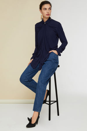 Peter Pan collar jersey blouse