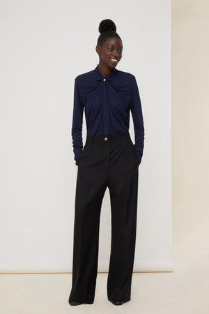 Peter Pan collar jersey blouse