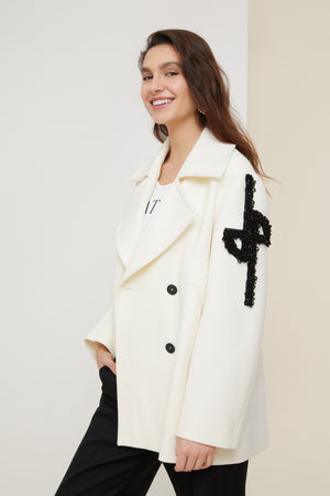 Jewelled logo peacoat