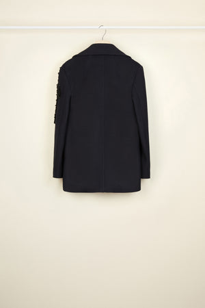 Peacoat-Mantel mit juwelenverziertem Logo