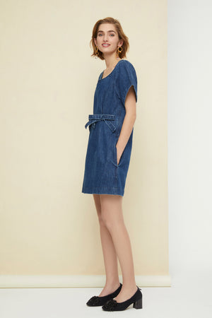 Bow denim minidress