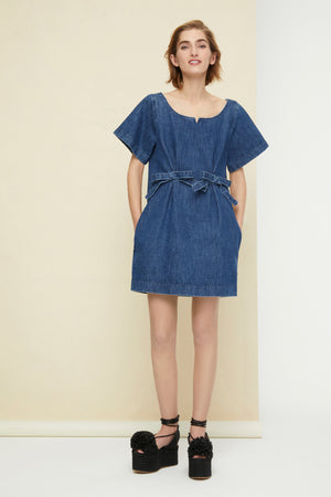 Bow denim minidress