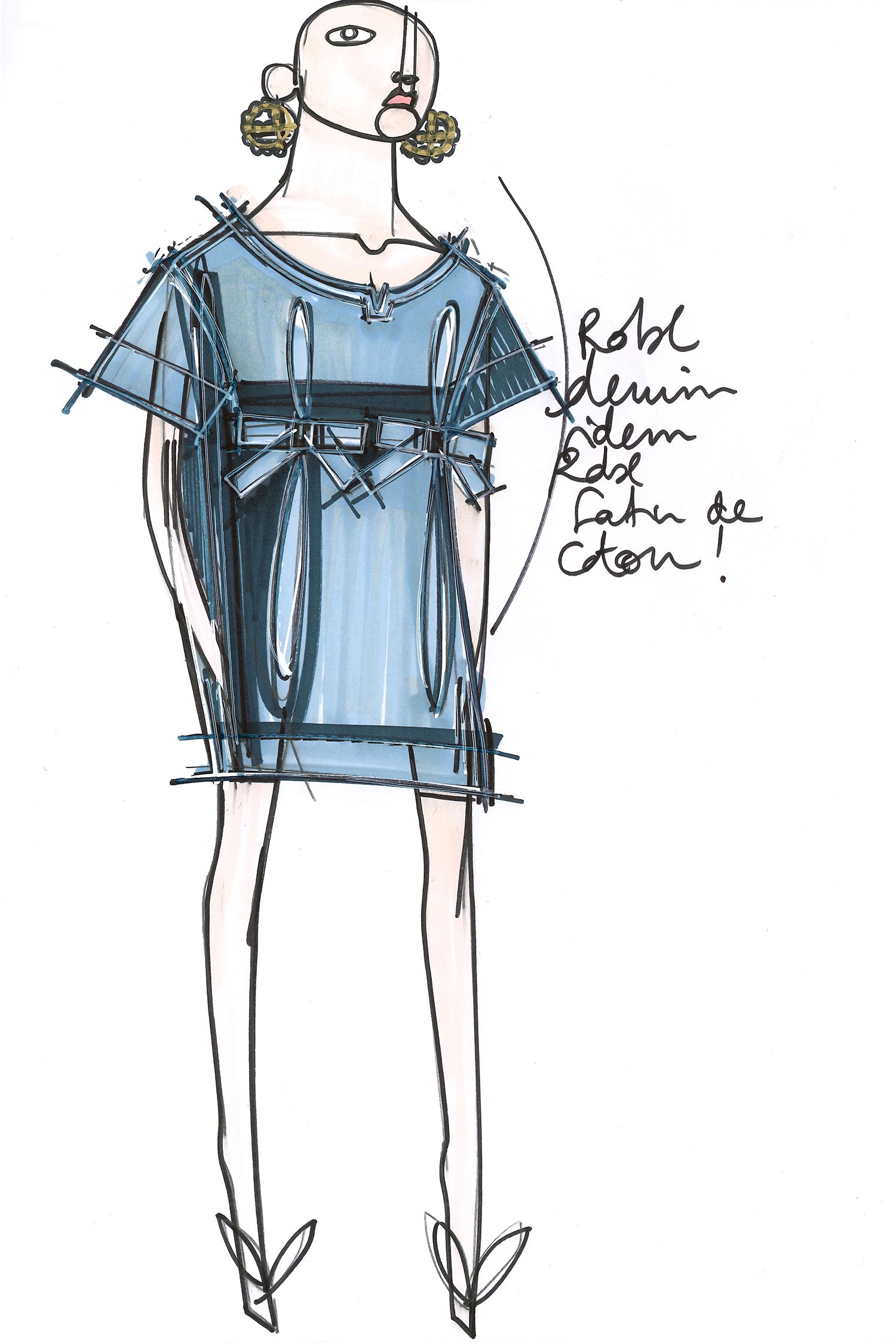 Patou - Bow denim minidress - Indigo Blue - The understated bow.Indigo blue organic denim minidress. Short sleeves. Round neckline with small cut-out. Double bow detailing and box pleats at the front. Zip fastening and darts at the back. Pockets at the sides.
