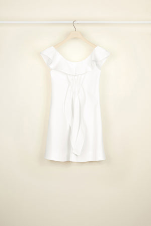 Robe à volants en coton chevronné
