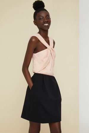 Two-tone twist front minidress