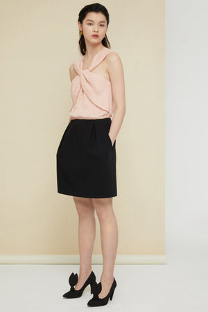 Two-tone twist front minidress