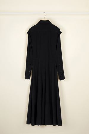 Bow neckline midi silk dress