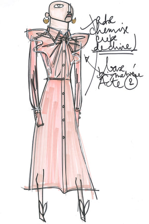 Bow neckline midi silk dress