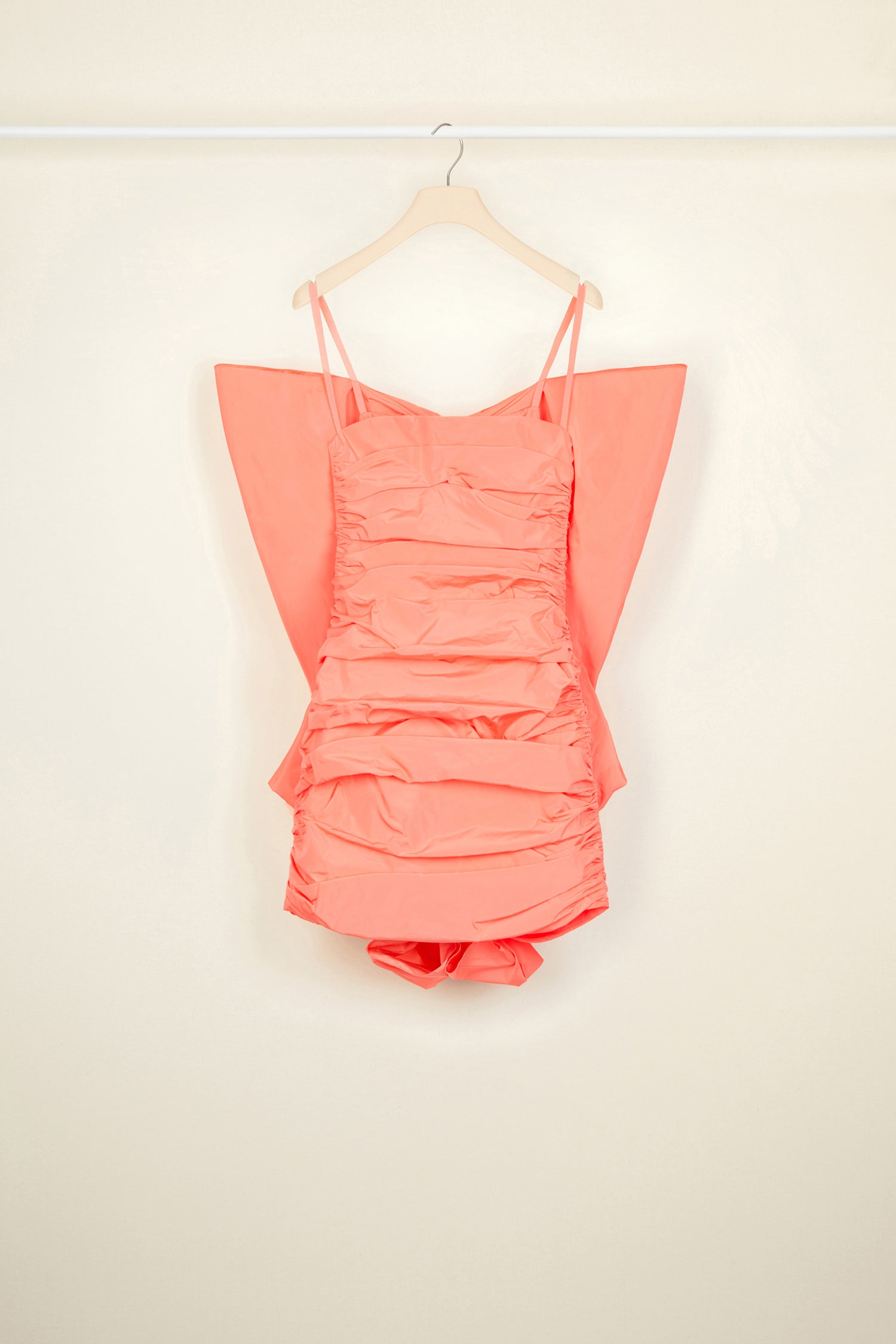 Patou - Butterfly faille dress - Tangerine - Mademoiselle Butterfly. Tangerine eco-conscious faille dress. Fitted ruched silhouette with butterfly design at the front. Sweetheart neckline, thin straps. Zip fastening at the side.