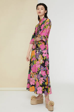 Schluppen-Midikleid mit Print