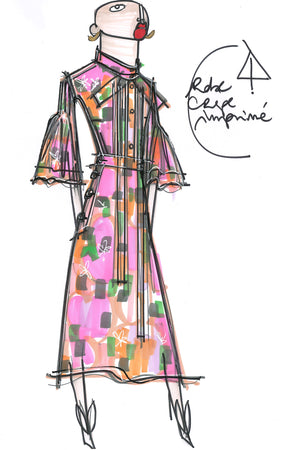 Schluppen-Midikleid mit Print