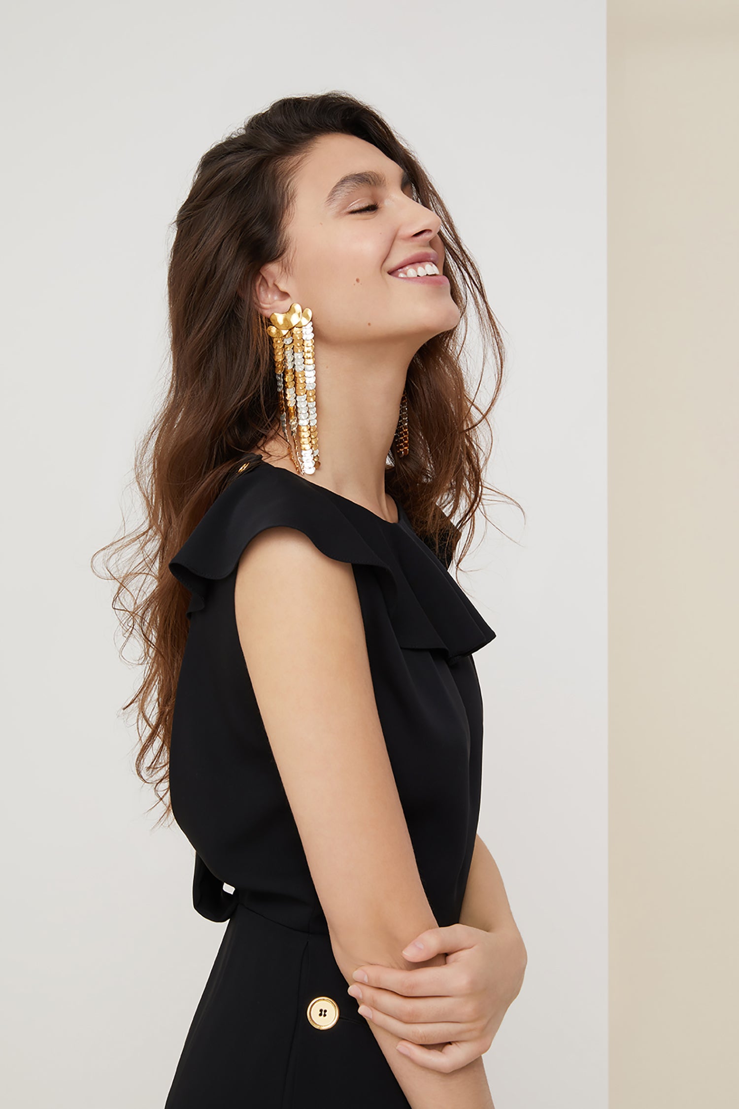 【PATOU】 ツートーン クレセント ブラス フープイヤリング Patou | ツートーン クレセント ブラス フープイヤリング
