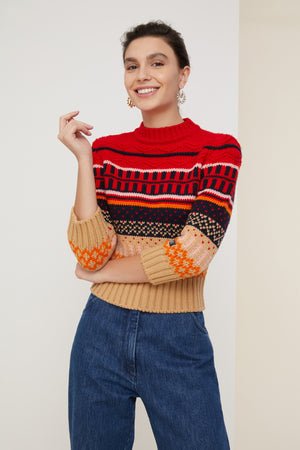 Maglione corto in lana jacquard