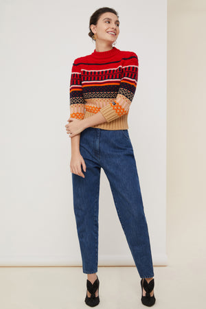 Maglione corto in lana jacquard