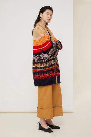 Oversized jacquard cardigan