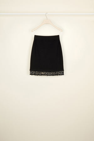 Pearl hem knit miniskirt