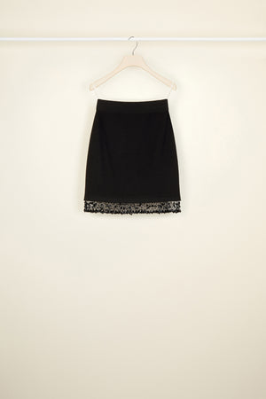 Pearl hem knit miniskirt