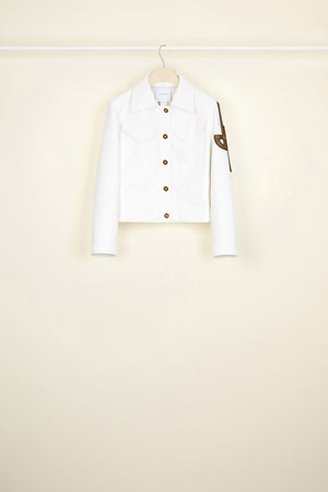 Giacca in similpelle con logo ricamato