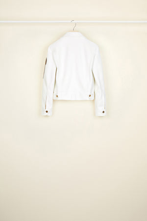 Giacca in similpelle con logo ricamato
