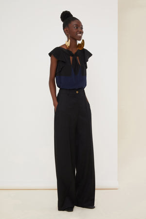 Top in seta bicolore