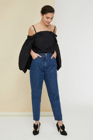 Denim carrot trousers