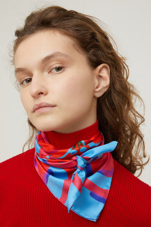 Floral print silk foulard