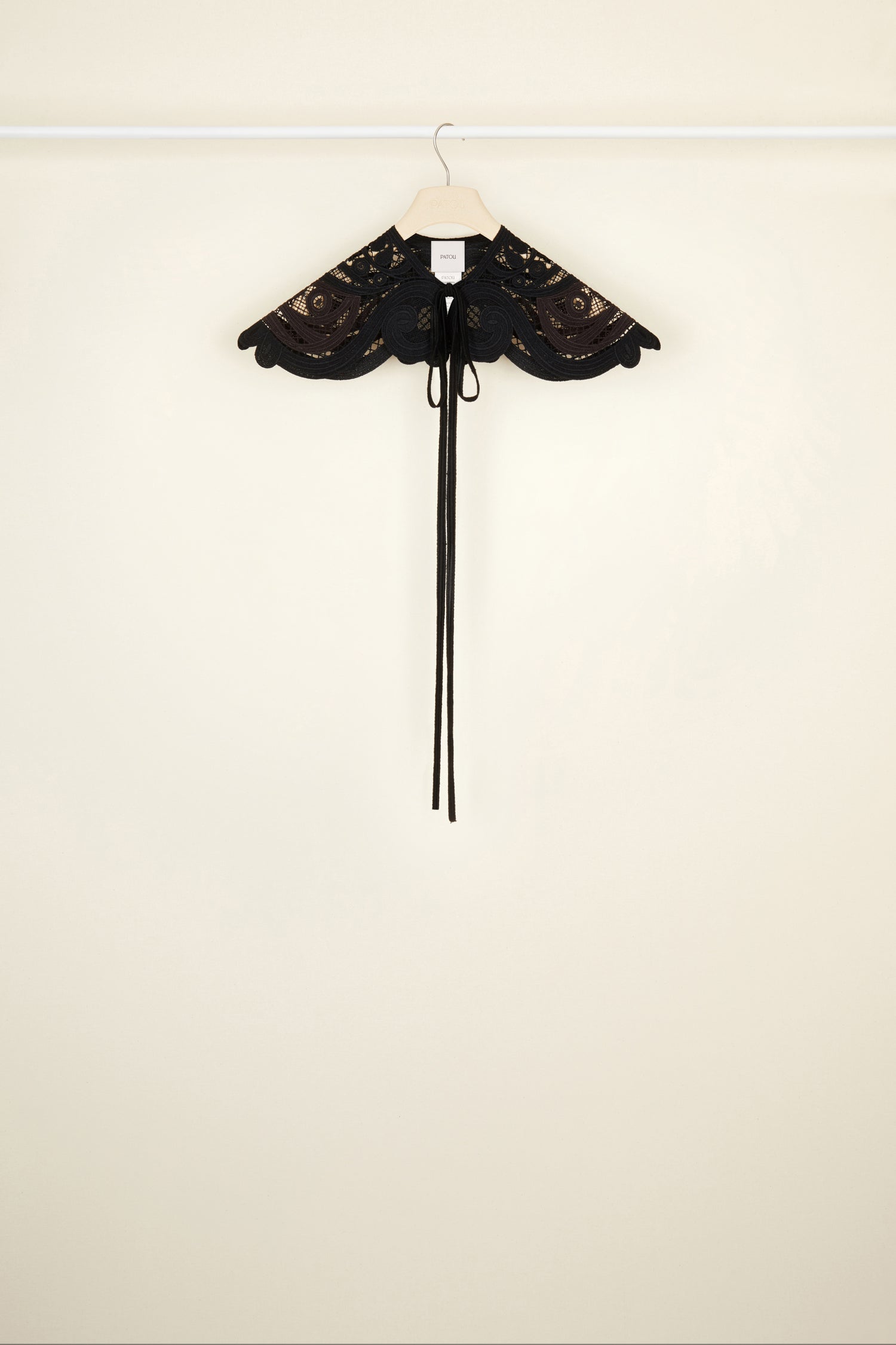 Patou - Embroidered guipure collar - Black - Black guipure, the perfect texture for a Patou signature. Black guipure collar. Fastens via long ties at the front.