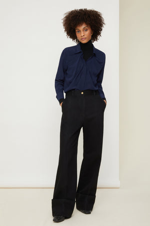 Blusa drappeggiata in seta