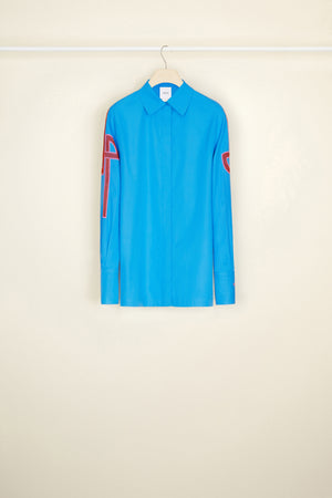 Camicia in cotone bio con logo ricamato