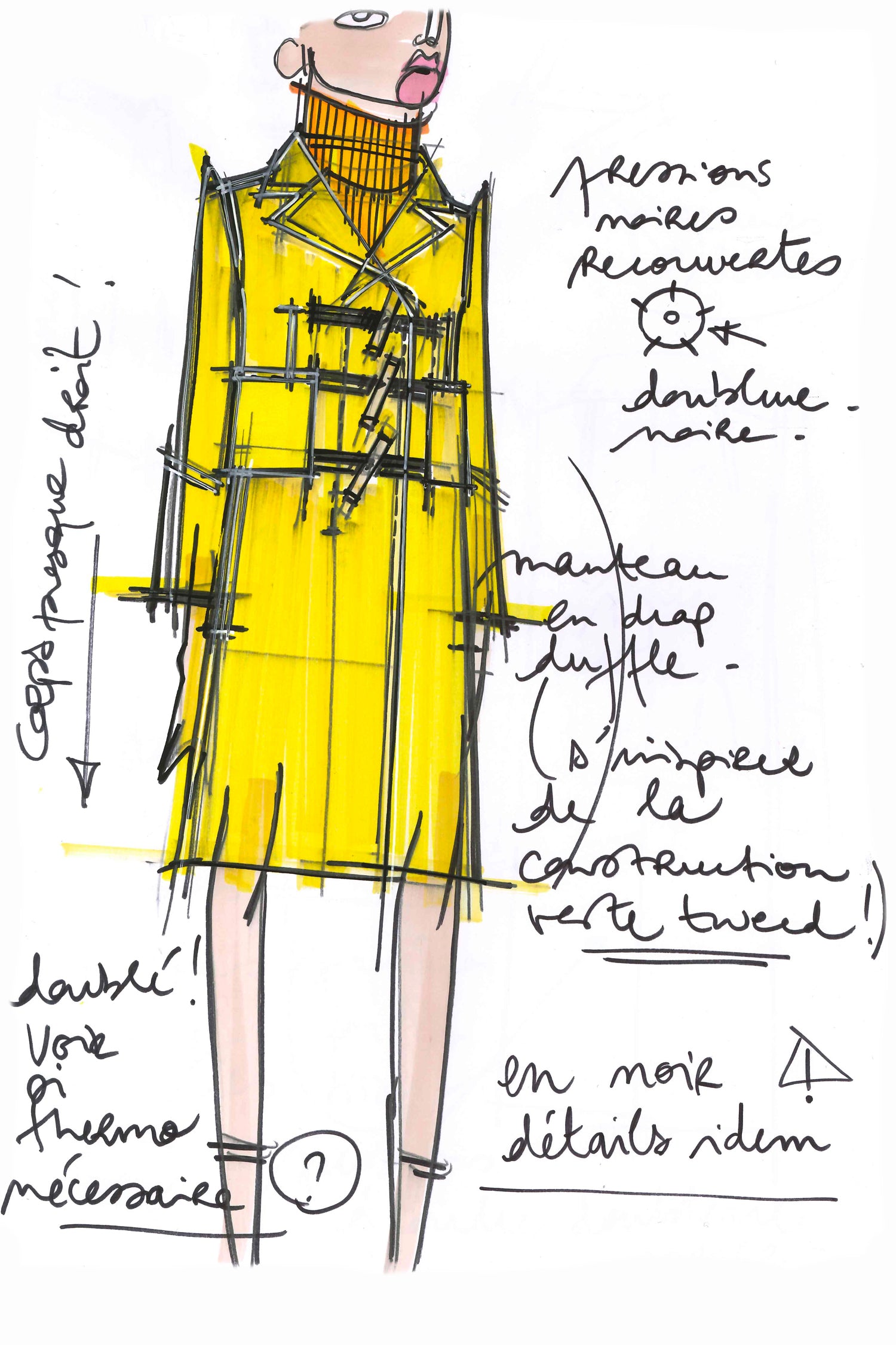 Patou - Manteau appeau en laine et cachemire recyclés - Black - L’appeau s’invite sur le manteau.Manteau en mélange laine et cachemire noir. Silhouette longue et légèrement évasée. Fermeture par boutons en bois de style appeau ainsi que par des pressions cachées. Deux grandes fausses poches à rabat ; deux poches sur les côtés. Étiquette Patou brodée sur la manche gauche.