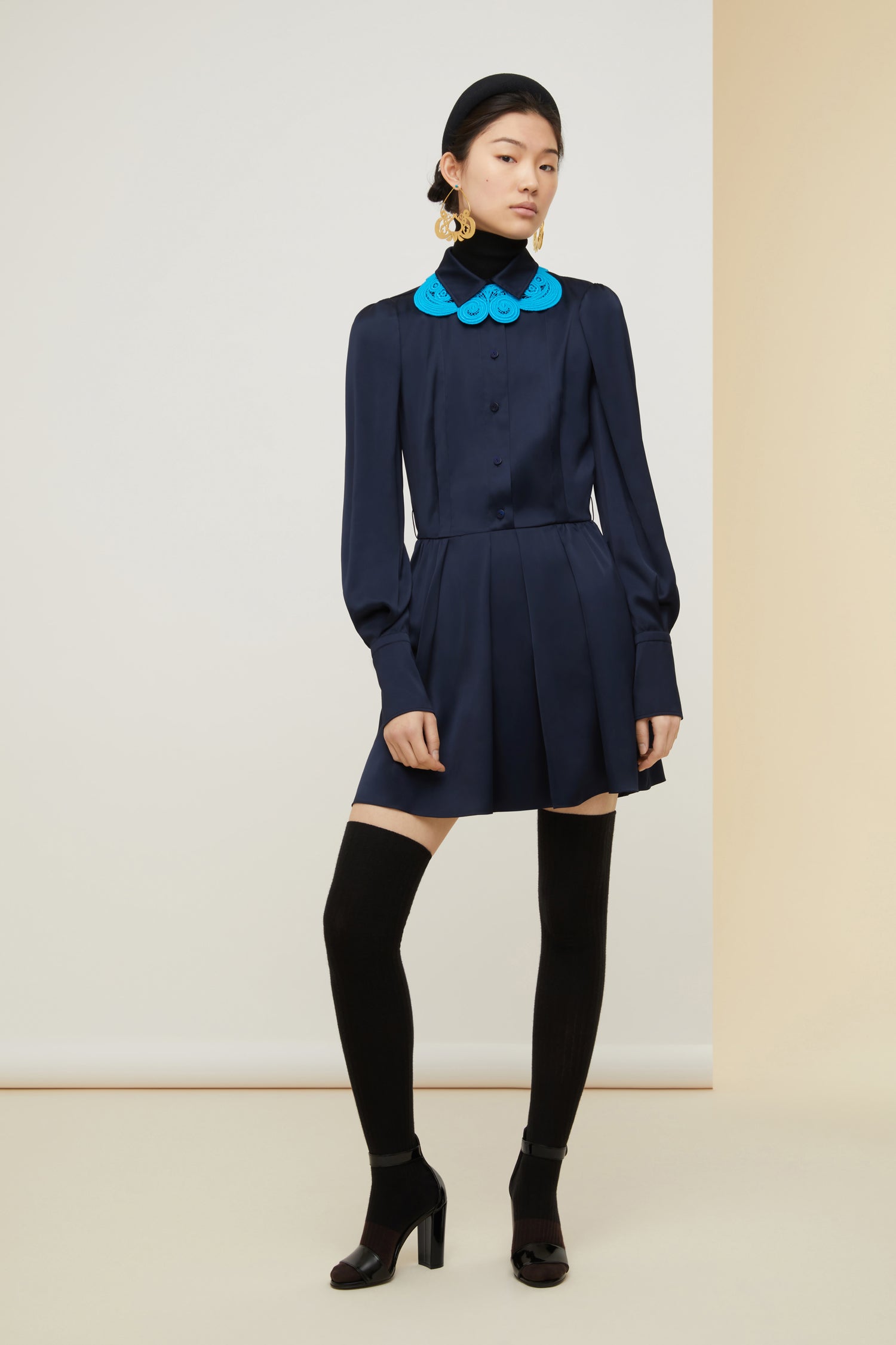 pleated mini shirt dress Audrey Pleated Mini Shirt Dress