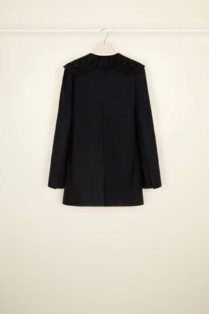 Giacca in tweed bio con collo in guipure